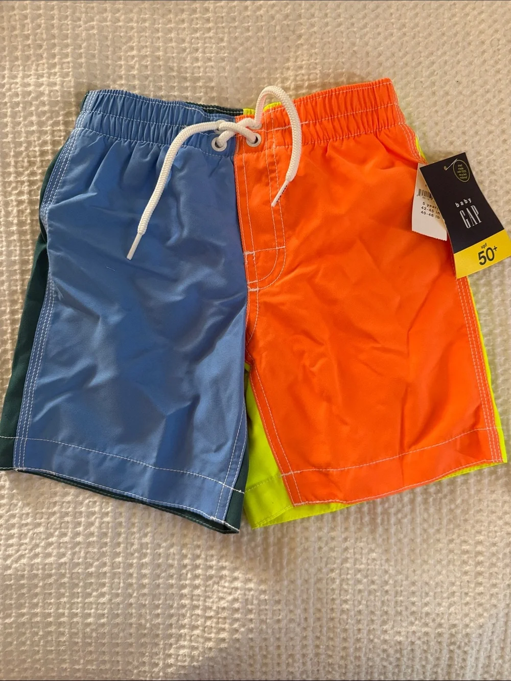 GAP Colorblock Boys Swim Trunks - Blue, Orange & Neon Yellow